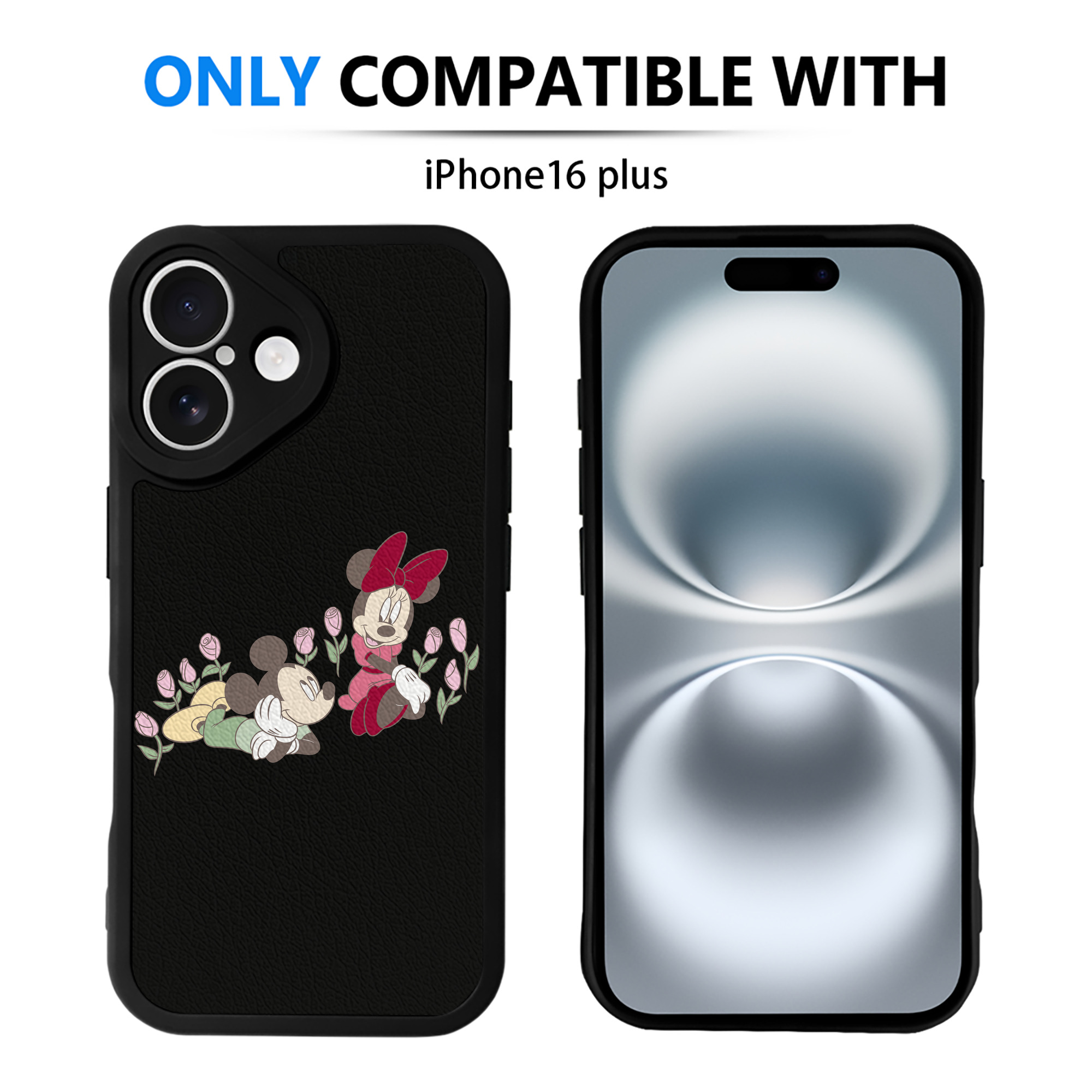（画像用） ミッキーマウス Mickey Mouse 【iPhone 16シリーズ対応】シリコンスマホケース（レザー調） 材質：シリコン